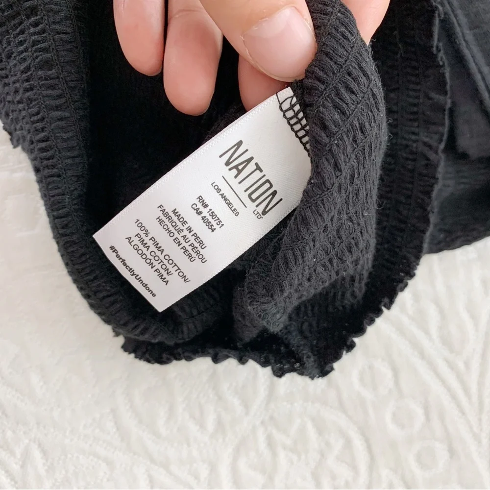 Nation LTD‎ Bunny Smocked Scoop Neck Top, Black